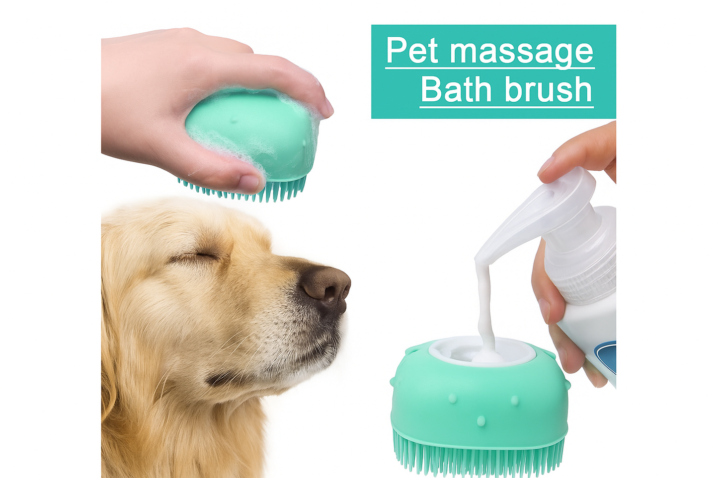 2-in-1 Pet Grooming Massage Brush with Shampoo Dispenser – For Dogs & Cats