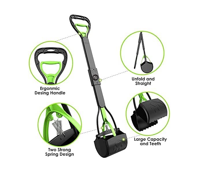 Foldable Dog Pooper Scooper with Long Handle | Easy Waste Pickup Tool for Pets