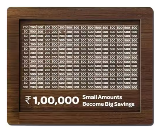 Savings Challenge Wooden Money Bank – ₹1,00,000 Goal Tracker